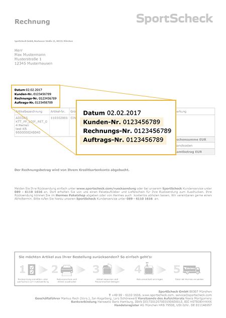 sportscheck rma rechnung.